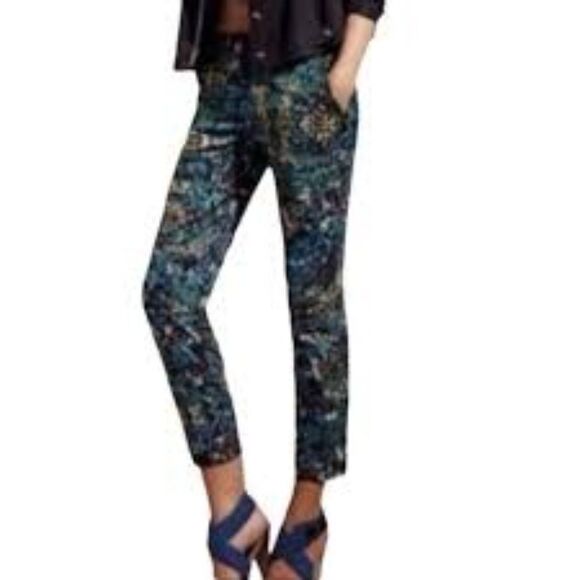 Derek Lam for Design Nation Black Multicolor Capri Pants Nightshade Cotton Sz 10 - Picture 9 of 9